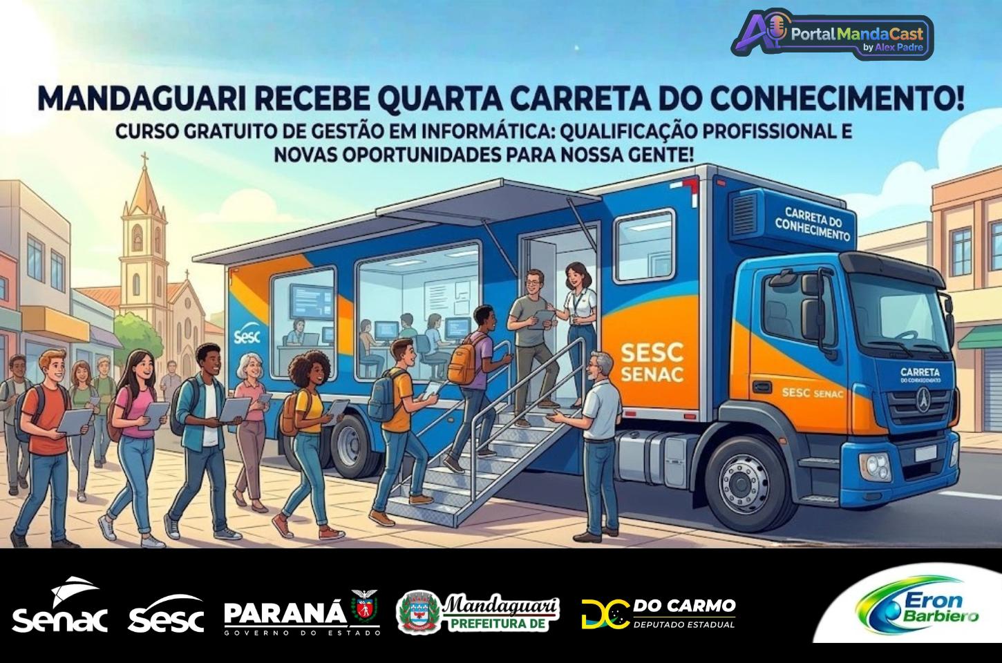 Mandaguari recebe quarta Carreta do Conhecimento com curso gratuito de informática