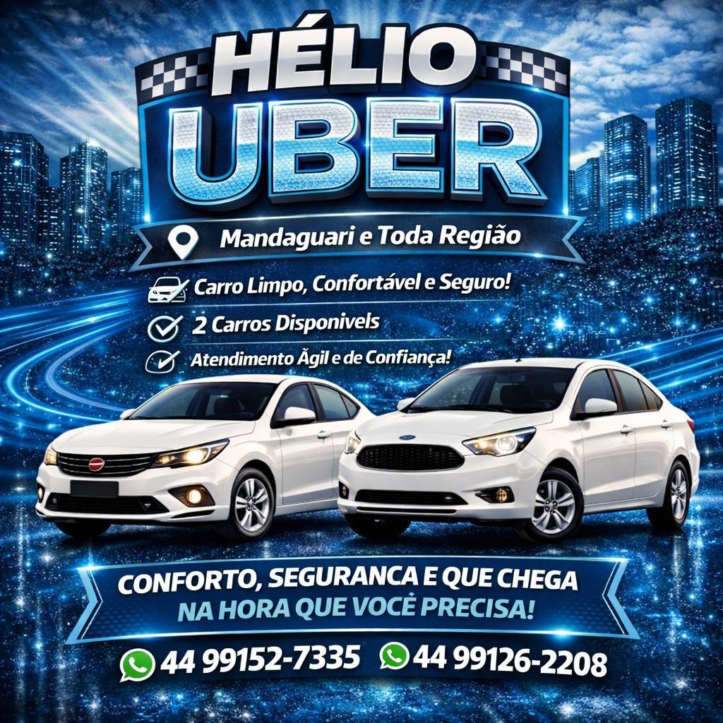 Hélio Uber oferece corridas com conforto e segurança em Mandaguari e região