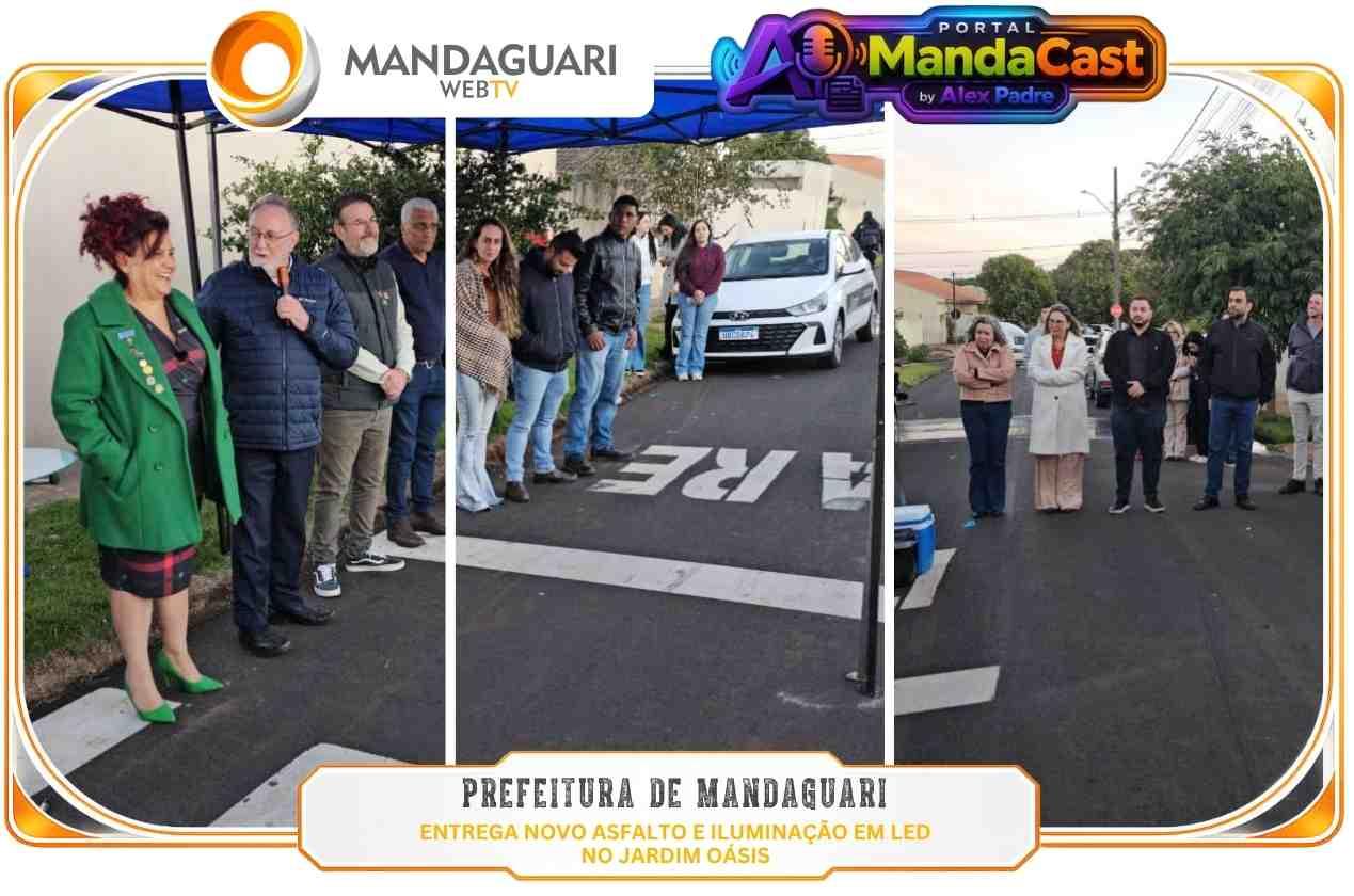 Jardim Oásis recebe asfalto e LED em inauguração com comitiva de peso
