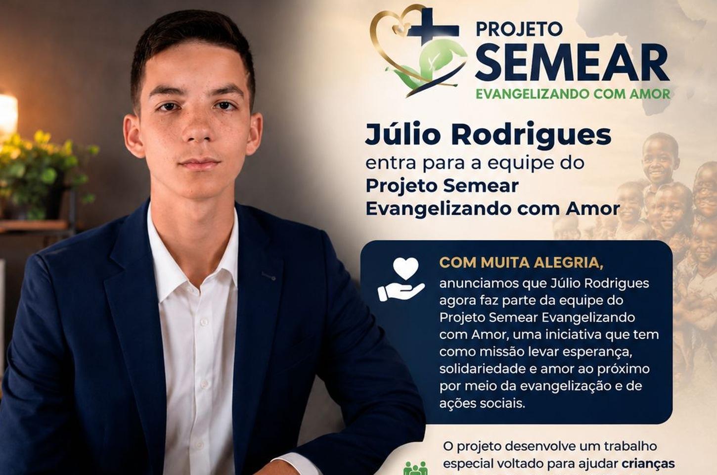 Júlio Rodrigues passa a integrar a equipe Semear em projeto de apoio a crianças da África