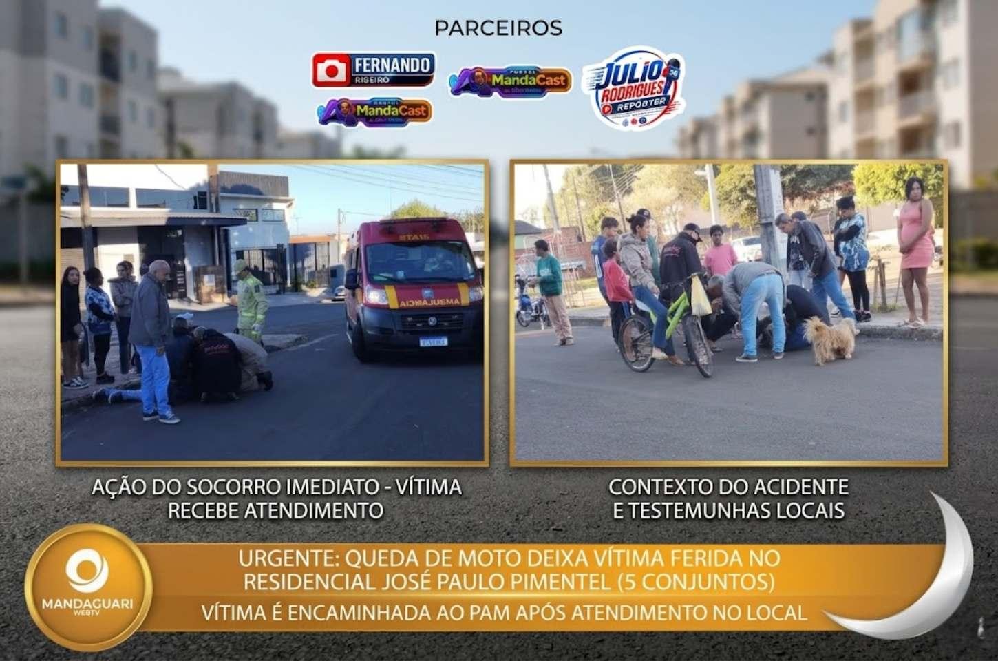 Queda de moto deixa pessoa ferida no Residencial Paulo Pimentel em Mandaguari