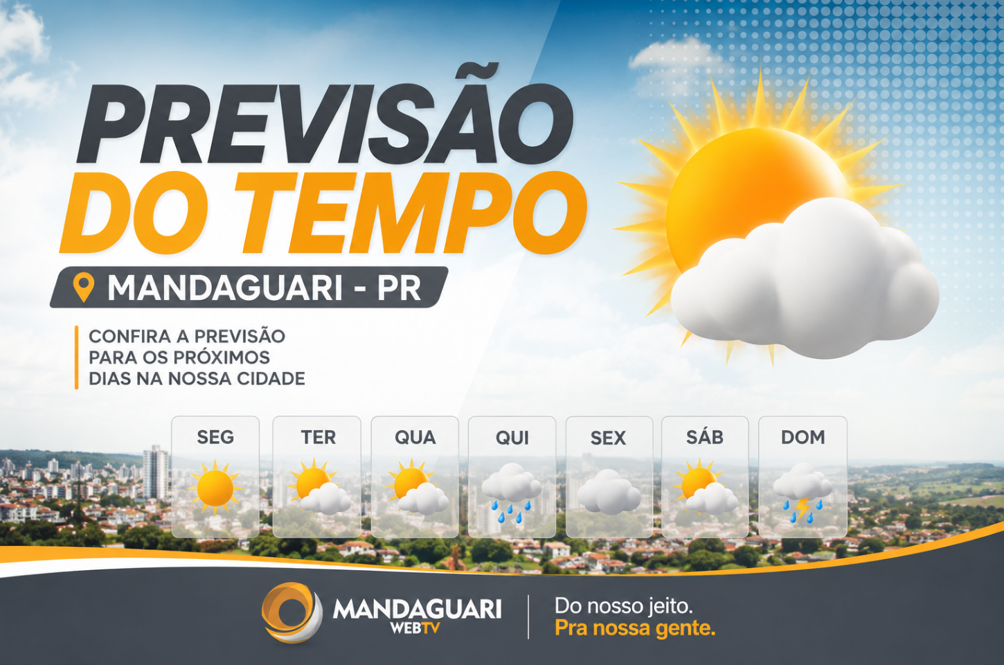 Semana começa com temperaturas amenas e pode terminar com chuva em Mandaguari