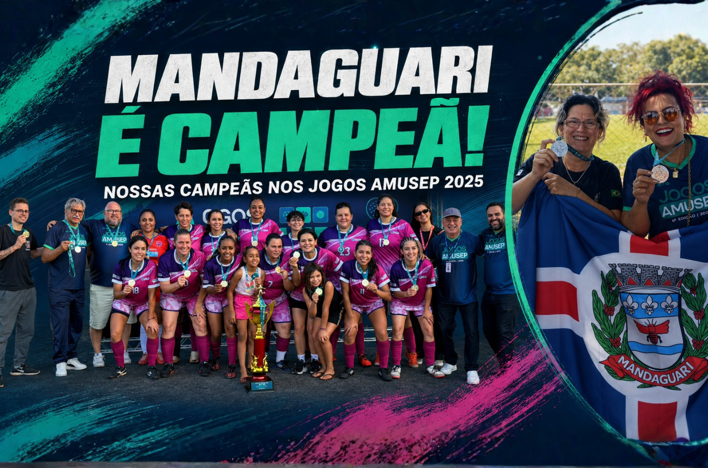 Mandaguari passa o trator em Paranacity: Ouro e artilharia no futebol feminino e Prefeita Ivonéia com a prata no truco