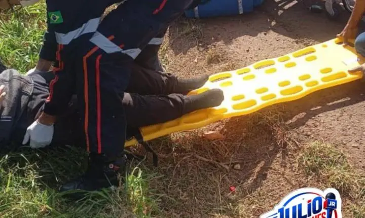 Casal fica ferido após pneu de motocicleta furar e causar queda na rodovia 