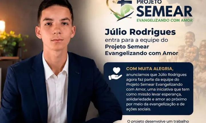 Júlio Rodrigues passa a integrar a equipe Semear em projeto de apoio a crianças da África