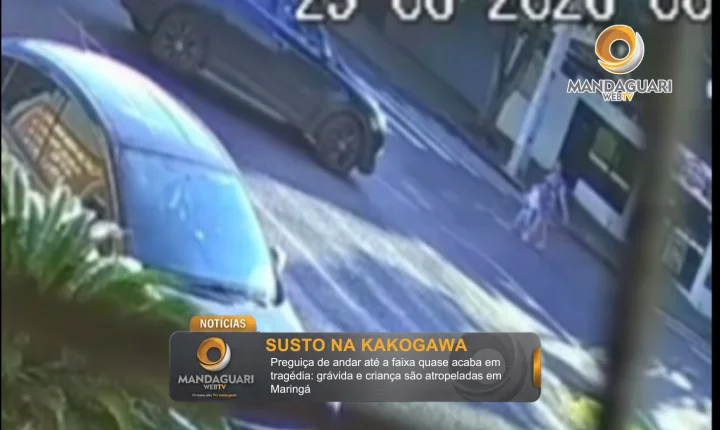 Preguiça de andar até a faixa quase acaba em tragédia: grávida e criança são atropeladas em Maringá